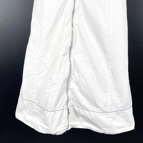 Proenza Schouler‎ Front Zip Midi Dress White Linen Blend Sleeveless Buttons Sz 4 - Picture 9 of 15